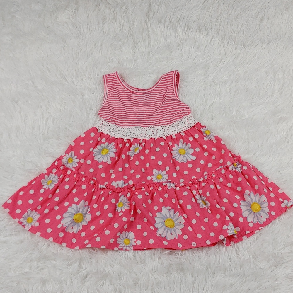 EUC Baby Dress Pink Flowers Daisies 18 Months